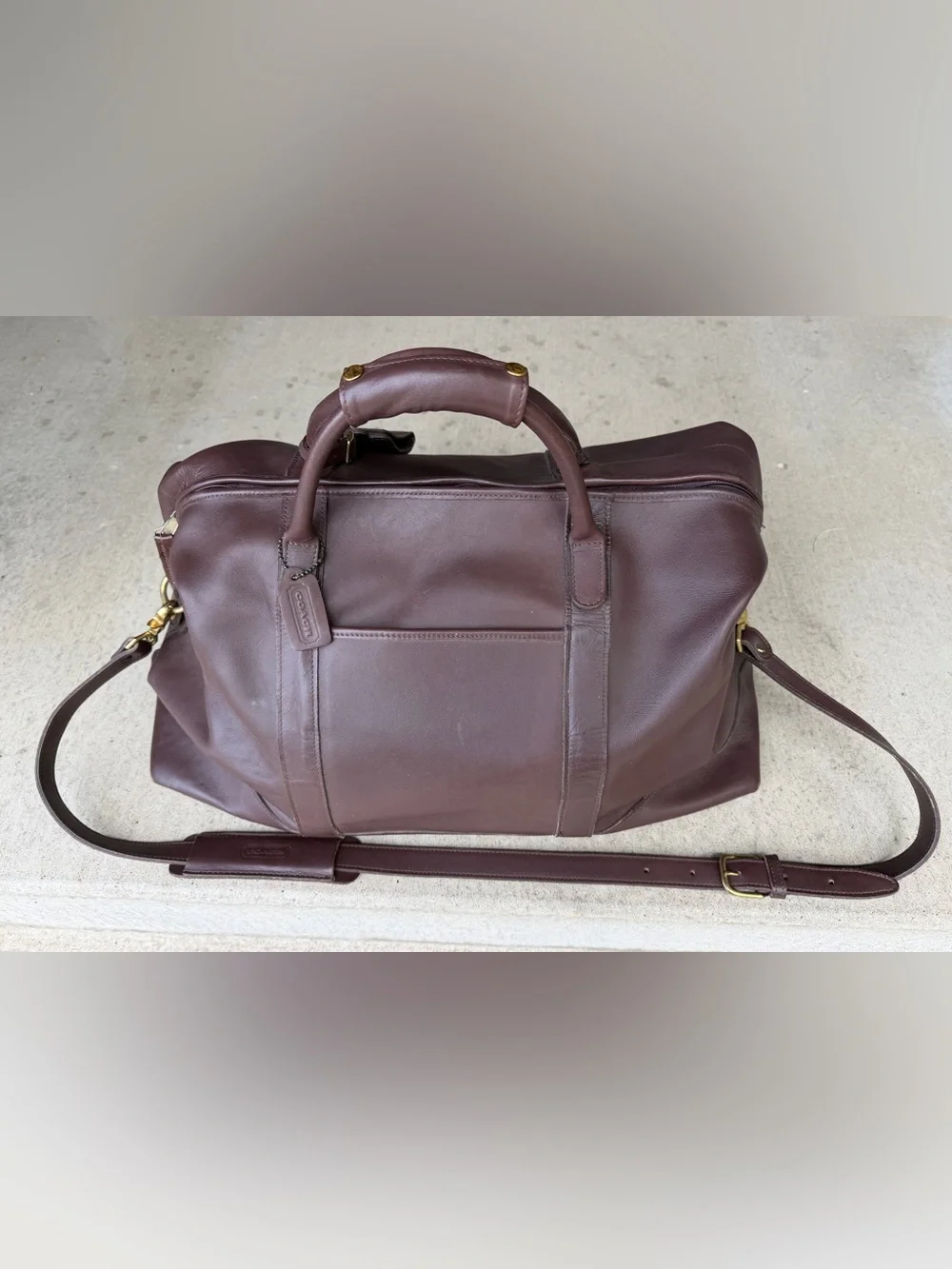 Rare Vintage Coach Leather Weekender Duffle Bag 0502 - Brown